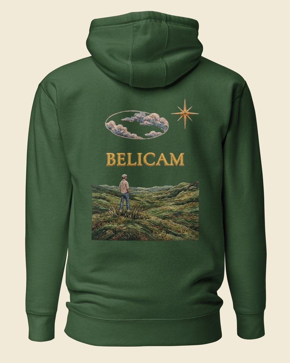 Sweat à capuche BELICAM Le Marcheur — Vert forêt, visuel dos