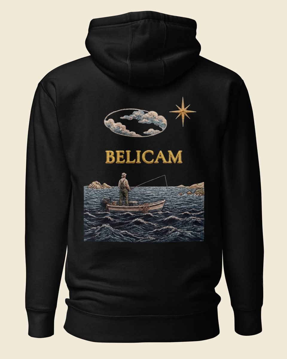 Sweat à capuche BELICAM Le Pêcheur — Noir, vue de dos