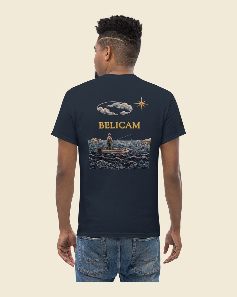 T-shirt BELICAM Le Pêcheur — Bleu marine, visuel dos